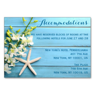 Starfish Wedding Accommodation Cards Orchid