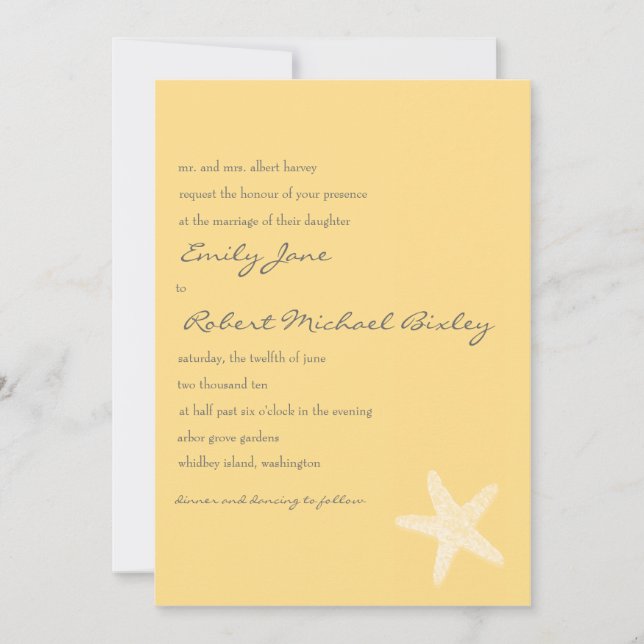 Starfish Wedding Invitation (Front)