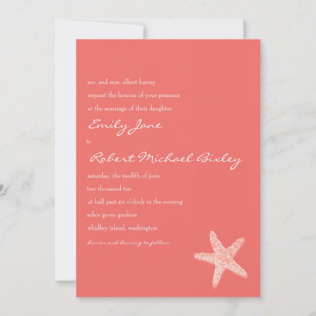 Starfish Wedding Invitation (Front)