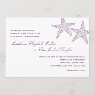 Starfish Wedding Invitation - Purple