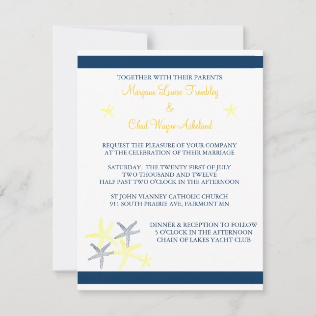 Starfish Wedding Invite (Front)
