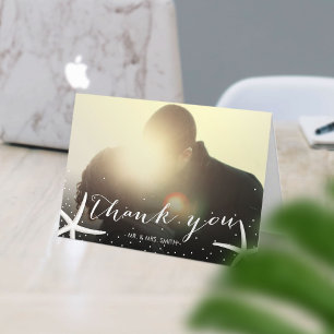 Starfish Wedding Photo Elegant Script Thank You Card