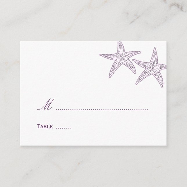 Starfish Wedding Place Card - Purple (Front)
