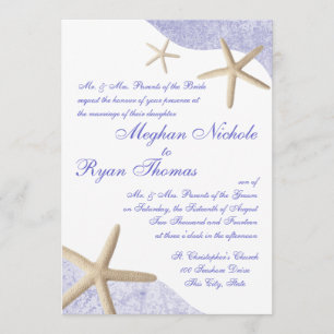 Starfish Wedding Purple Invitation