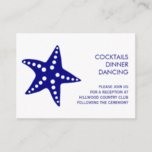Starfish Wedding Reception Enclosure Card, Navy Card