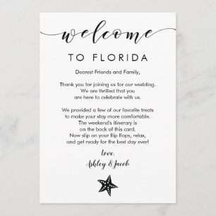 Starfish Wedding Welcome Letter & Itinerary Card