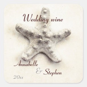 starfish wedding wine bottle label