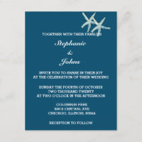 Starfish White Ocean Blue Custom Colour Wedding