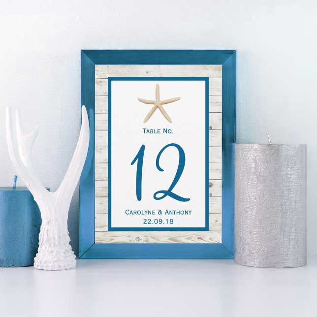 Starfish Whitewashed Wood Beach Wedding Collection Invitation (Creator Uploaded)