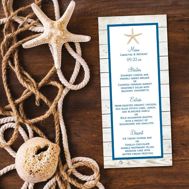 Starfish Whitewashed Wood Beach Wedding Collection Menu (Creator Uploaded)