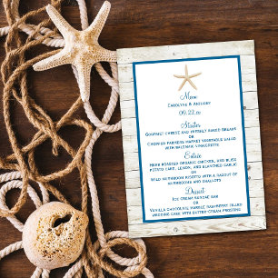 Starfish Whitewashed Wood Beach Wedding Collection Menu