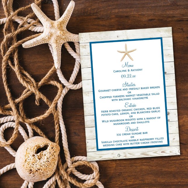 Starfish Whitewashed Wood Beach Wedding Collection Menu (Creator Uploaded)