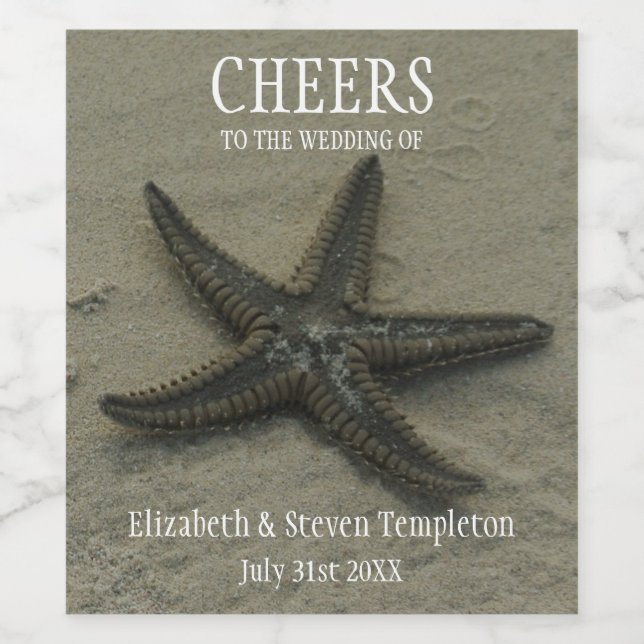 Starfish Wine Beach Wedding Label (Single Label)