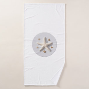 Starfish with Gold Stars and Silver Circle Bath Towel
