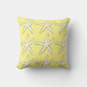 Starfish Yellow White Pattern Elegant Beach Cute Cushion