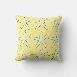 Starfish Yellow White Pattern Elegant Beach Cute Cushion