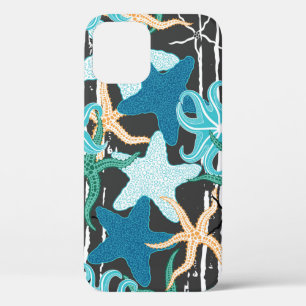 Starfishes seamless pattern. Hand drawn starfishes iPhone 12 Case