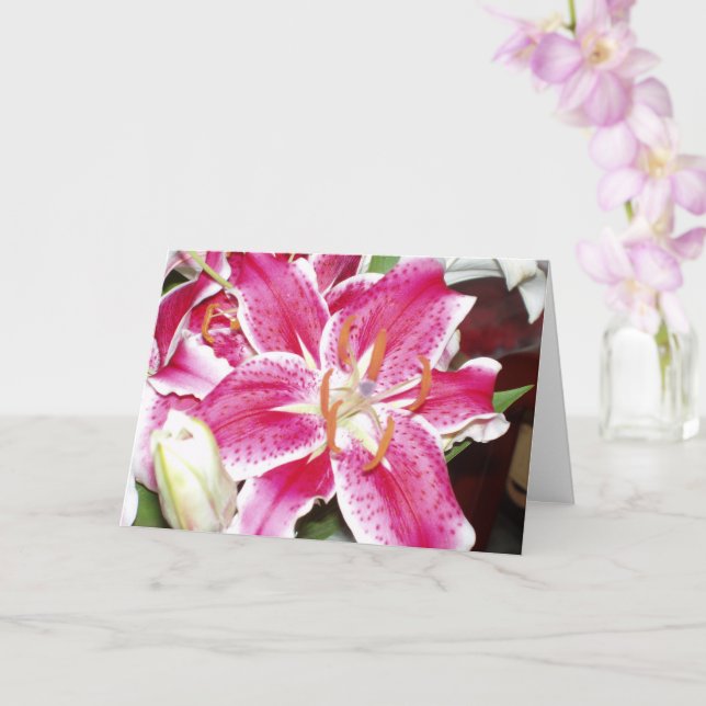 Stargazer Lilies Blank Inside Card (Orchid)