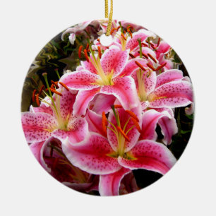 "Stargazer" Lilies Ceramic Tree Decoration