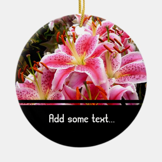 "Stargazer" Lilies Ceramic Tree Decoration (Front)