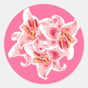 Stargazer Lilies Classic Round Sticker