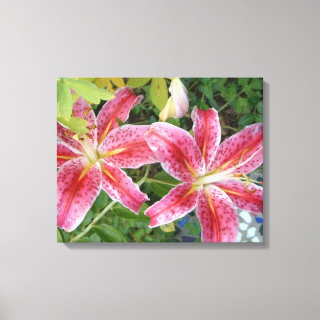 Stargazer Lilies Garden Floral Canvas Print (Front)