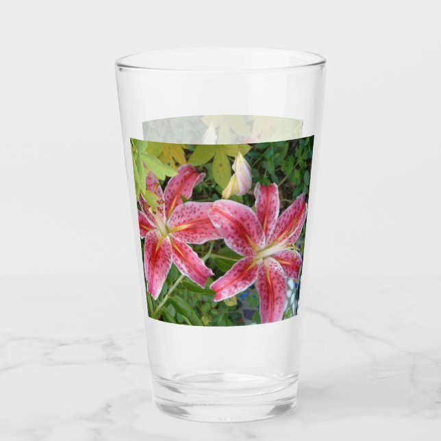 Stargazer Lilies Garden Floral Glass (Front)
