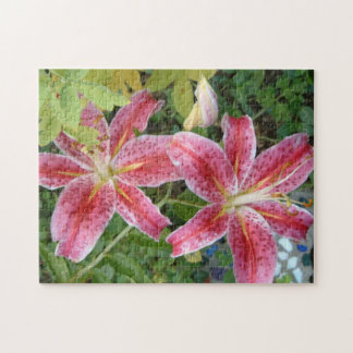 Stargazer Lilies Garden Floral Jigsaw Puzzle