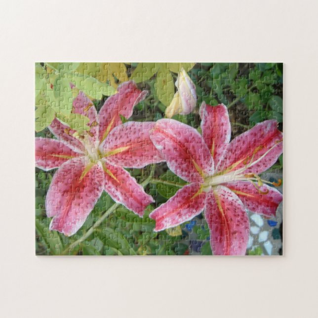 Stargazer Lilies Garden Floral Jigsaw Puzzle (Horizontal)