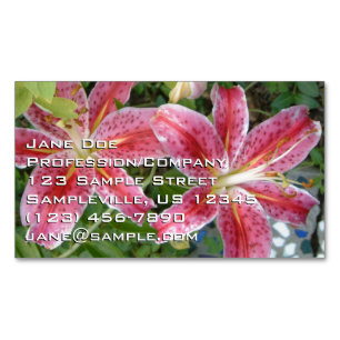 Stargazer Lilies Garden Floral Magnetic Business Card