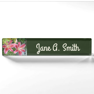 Stargazer Lilies Garden Floral Nameplate