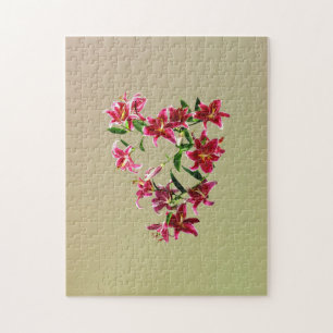 Stargazer Lilies Heart Jigsaw Puzzle