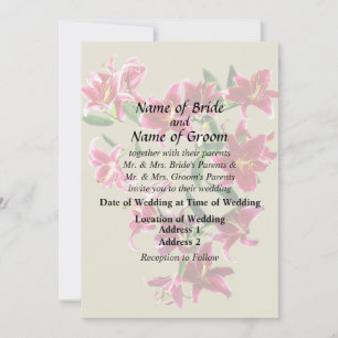 Stargazer Lilies Heart Wedding Products Invitation