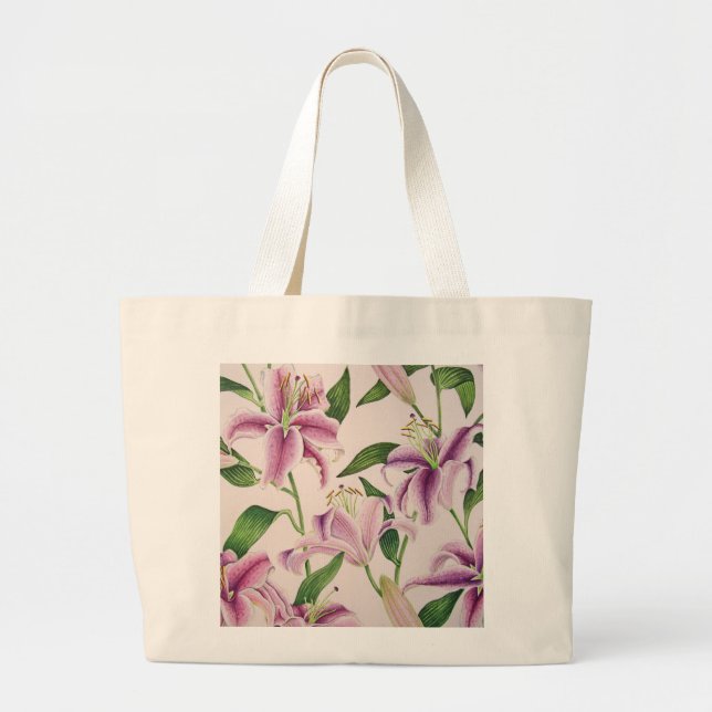 Stargazer Lilies Large Tote Bag (Front)