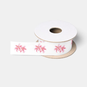 Stargazer Lilies Pattern Satin Ribbon