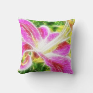 Stargazer Lily Abstract Floral Cushion