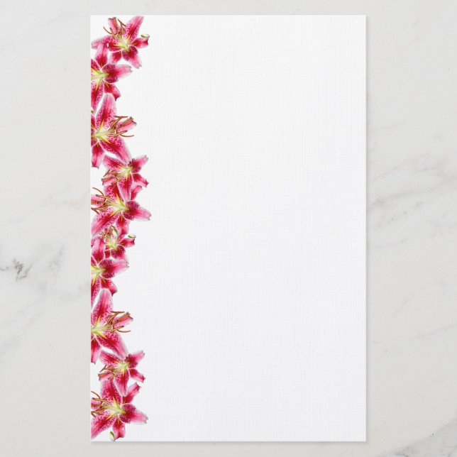 Stargazer Lily Border Stationary Paper (Front)