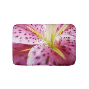 Stargazer Lily Bright Magenta Floral Bath Mat