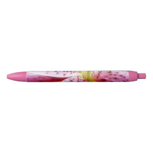 Stargazer Lily Bright Magenta Floral Black Ink Pen
