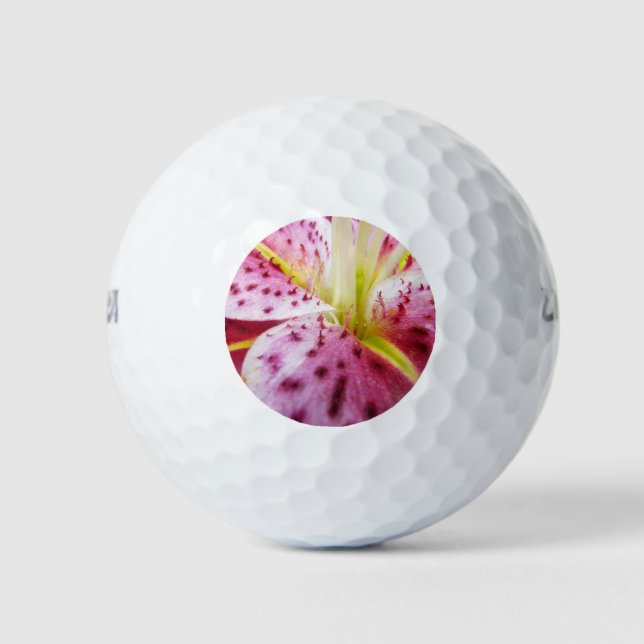 Stargazer Lily Bright Magenta Floral Golf Balls (Front)