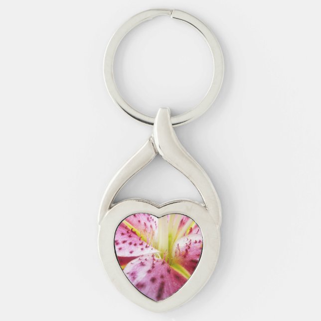 Stargazer Lily Bright Magenta Floral Key Ring (Front)
