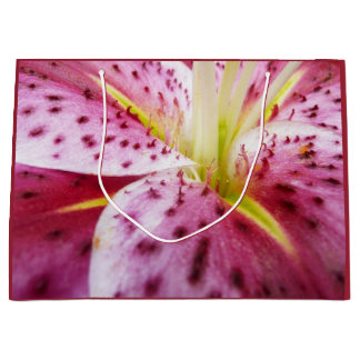 Stargazer Lily Bright Magenta Floral Large Gift Bag