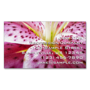 Stargazer Lily Bright Magenta Floral Magnetic Business Card