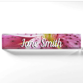 Stargazer Lily Bright Magenta Floral Nameplate
