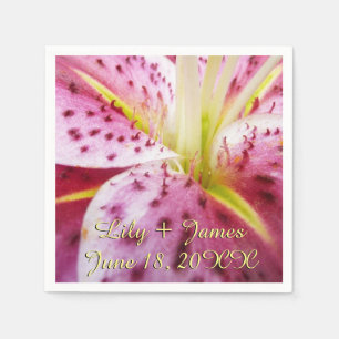 Stargazer Lily Bright Magenta Floral Napkin