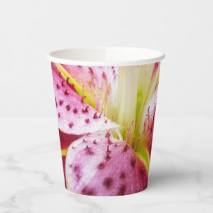 Stargazer Lily Bright Magenta Floral Paper Cups
