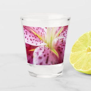 Stargazer Lily Bright Magenta Floral Shot Glass