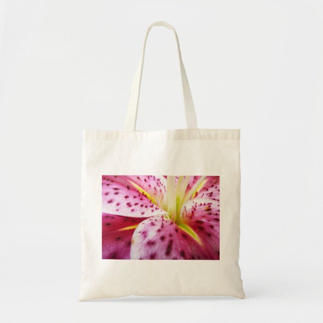 Stargazer Lily Bright Magenta Floral Tote Bag (Front)