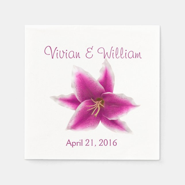 Stargazer Lily Custom Wedding Napkin (Front)