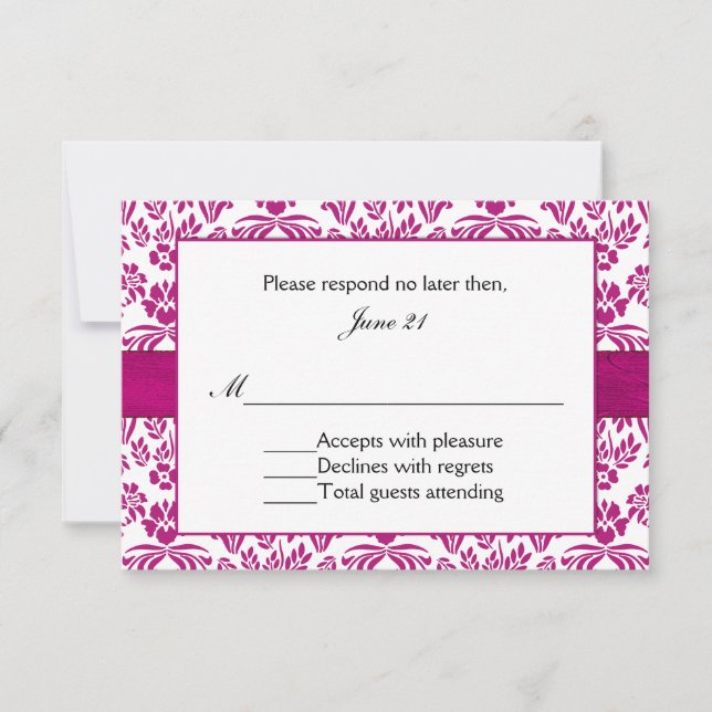 Stargazer Lily Damask Wedding Invitation (Front)